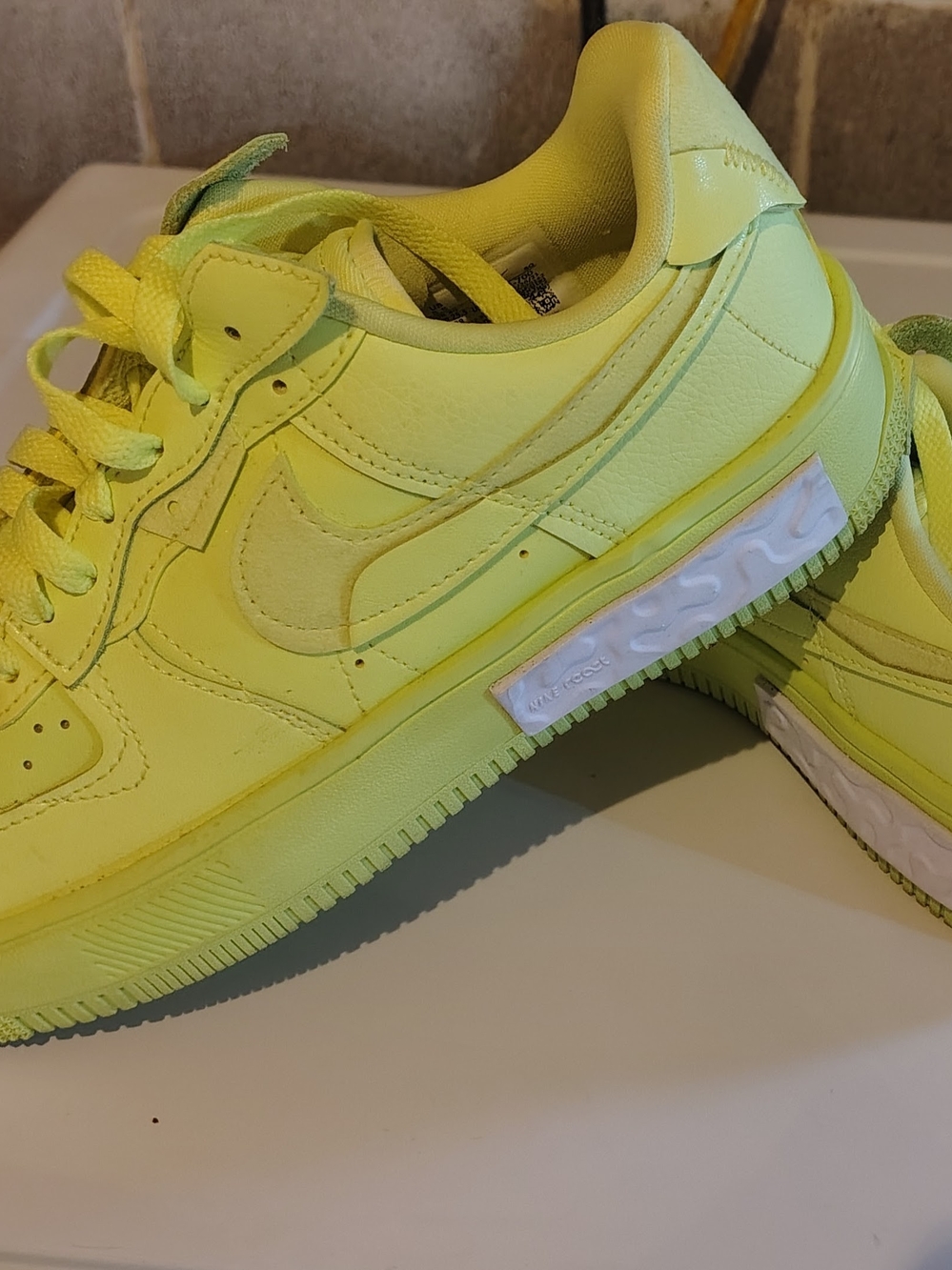 Nike Air Force 1 React Sail Barely Volt Yellow Sneakers Like New
